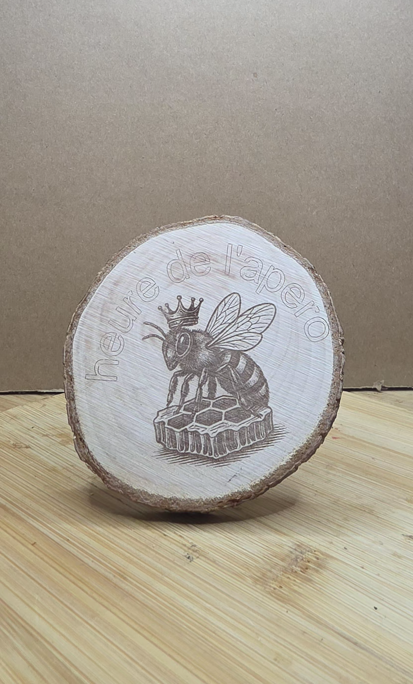 Dessous de verre Abeille – Heure d'Apéro en bois artisanal