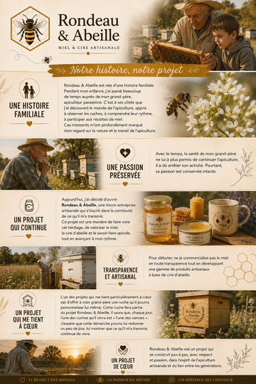 "Allan Rondeau, apiculteur artisanal en Sarthe, perpétuant l'héritage apicole familial avec Rondeau & Abeille"