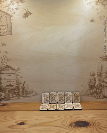Lot de 10 lutin décorations en bois gravé collection saison