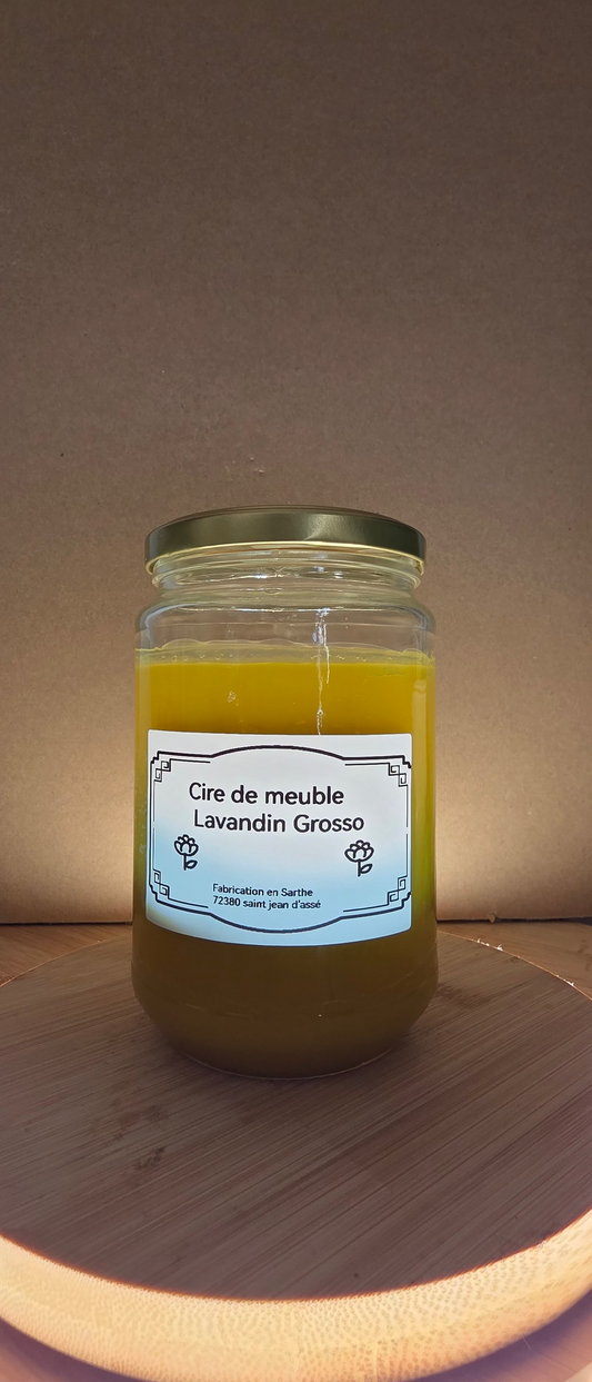 Image cire lavandin grosso 500g → "Cire naturelle pour le bois à la lavandin grosso 500g – Rondeau & Abeille"