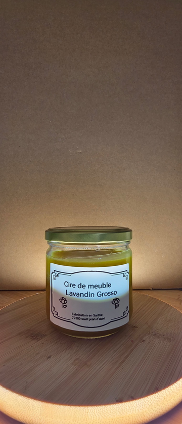 Image cire lavandin grosso 250g → "Cire naturelle pour le bois à la lavandin grosso 250g – Rondeau & Abeille"