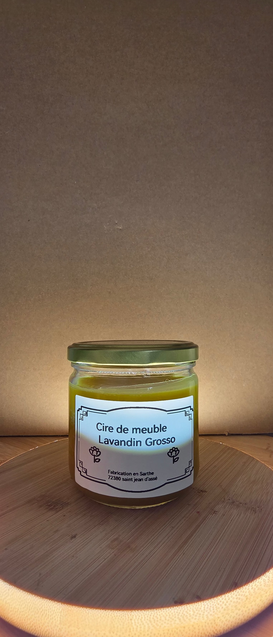 Image cire lavandin grosso 250g → "Cire naturelle pour le bois à la lavandin grosso 250g – Rondeau & Abeille"