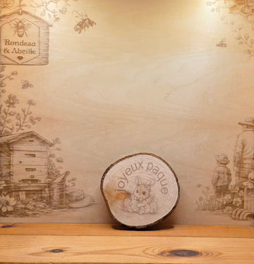 Dessous de verre Lapin de Pâques en bois artisanal