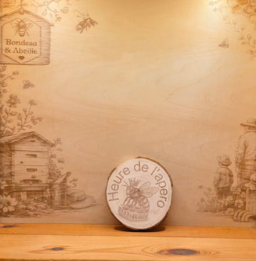 Dessous de Verre Abeille Heure d'Apéro en Bois Artisanal