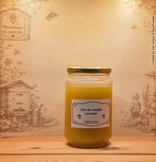Image cire lavande 500g → "Cire naturelle pour le bois lavande 500g – Rondeau & Abeille"